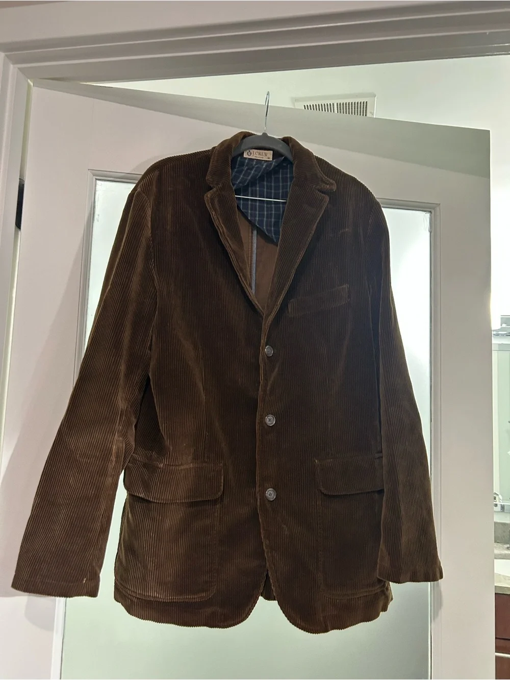 J. Crew Brown Corduroy Blazer with Plaid Lining